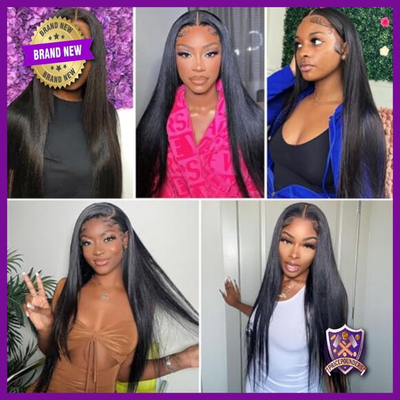 13x6 Straight Lace Front Human Hair Wig 180% Density Glueless Pre Plucked